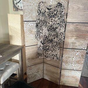 Vince Camuto Black and Brown Patterned Dress